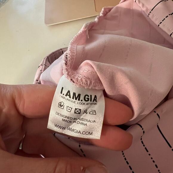 I AM GIA Pink Pinstripe Dominique High Rise Cropped Pants Size Small - Picture 9 of 16